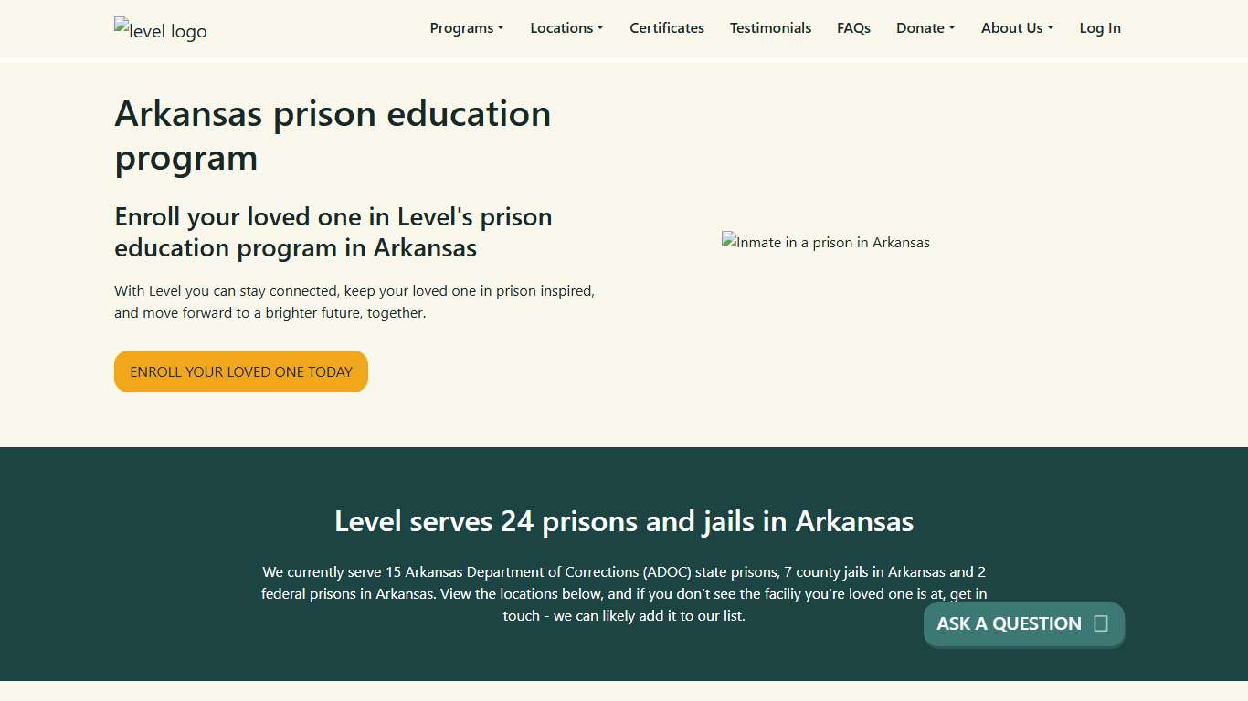 Arkansas Prison Education - Level