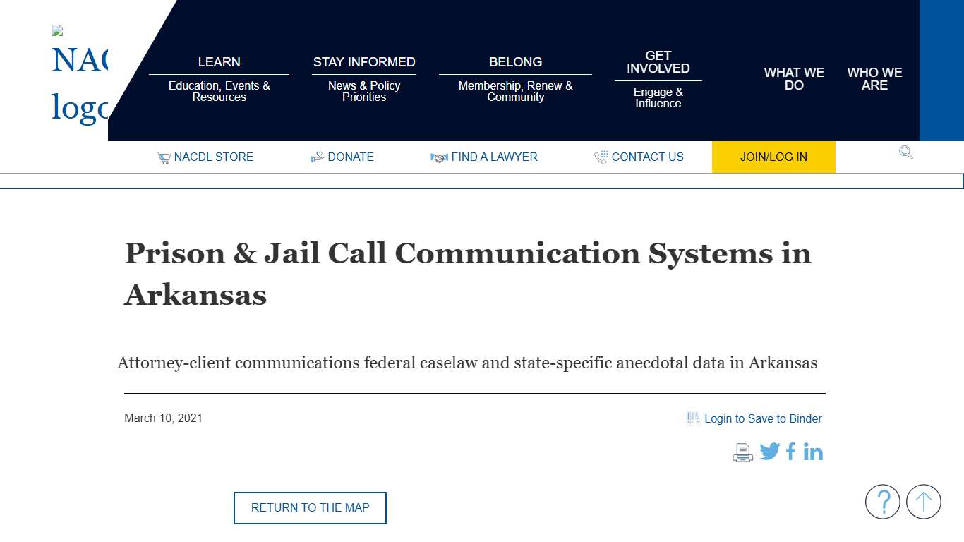 NACDL - Prison & Jail Call Communication Systems in Arkansas